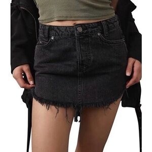 Free People NWT We The Free Sky High Denim Mini
Skirt in Black Raw Hem Size 6